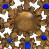 Manchette MARGUERITE de VALOIS byzantine en métal doré, pâte de verre, strass et perle nacrée