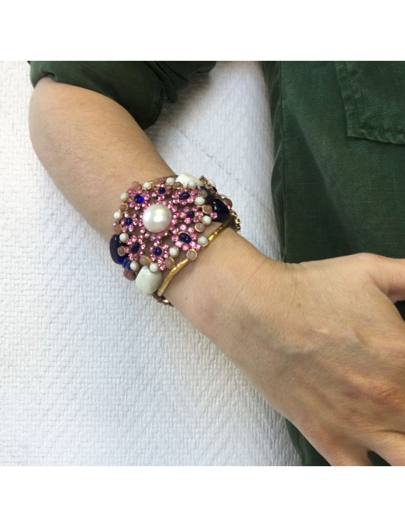 MARGUERITE de VALOIS rhinestones and molten glass byzantin cuff