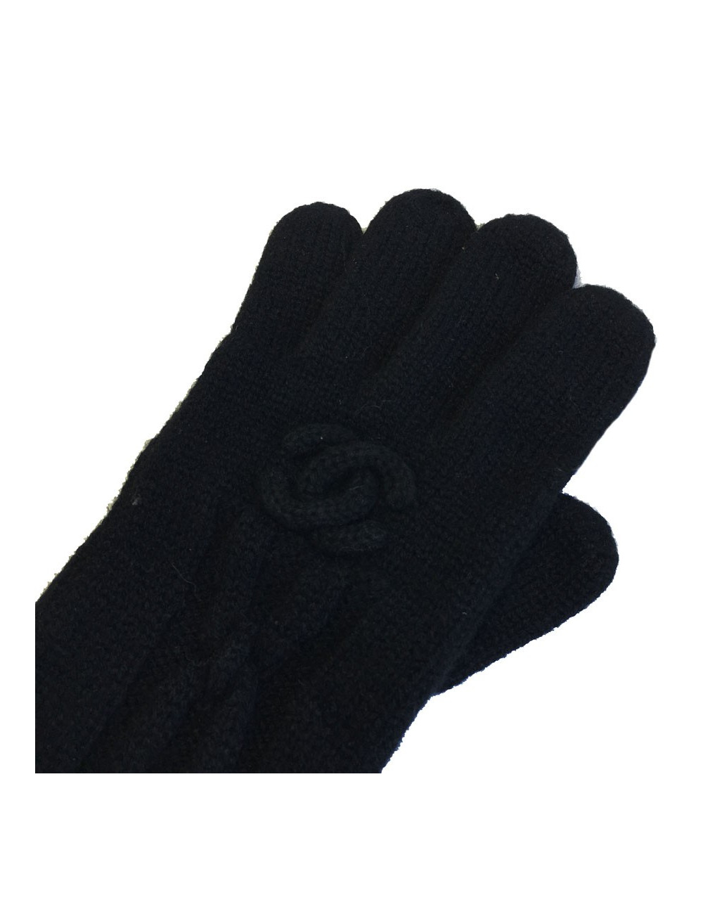  CHANEL long gloves in black cashmere size 7.5 EU 