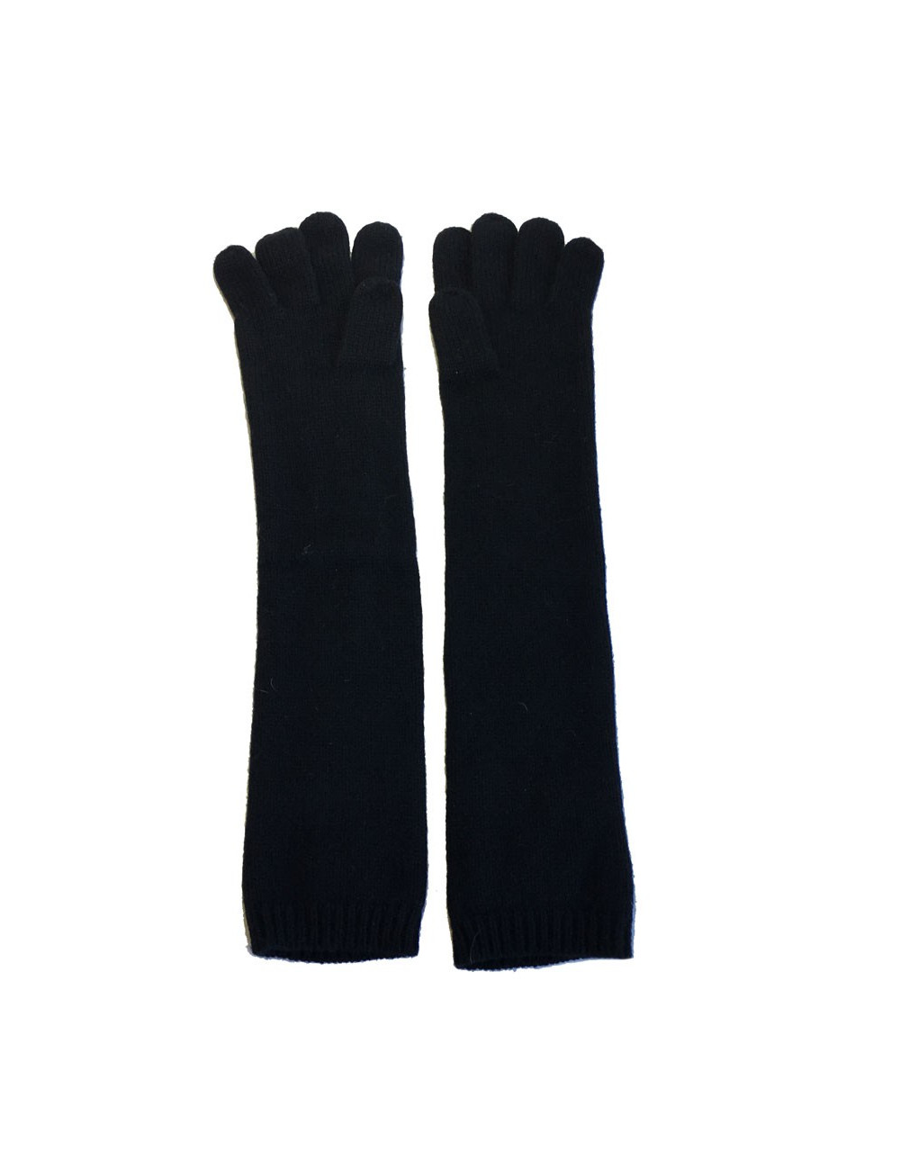  CHANEL long gloves in black cashmere size 7.5 EU 