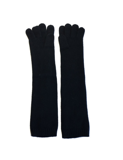  CHANEL long gloves in black cashmere size 7.5 EU 