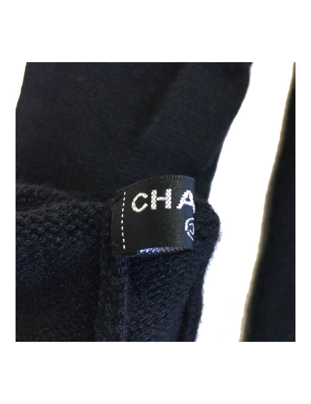  CHANEL long gloves in black cashmere size 7.5 EU 