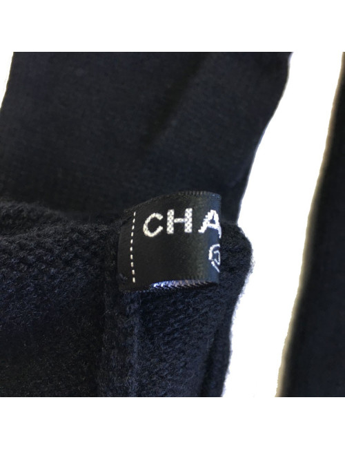  CHANEL long gloves in black cashmere size 7.5 EU 