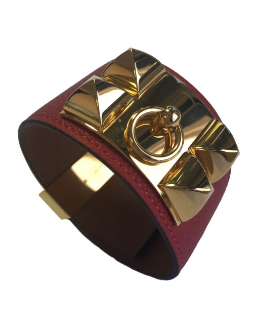 xxx Manchette CDC Médor HERMES en cuir epsom rouge