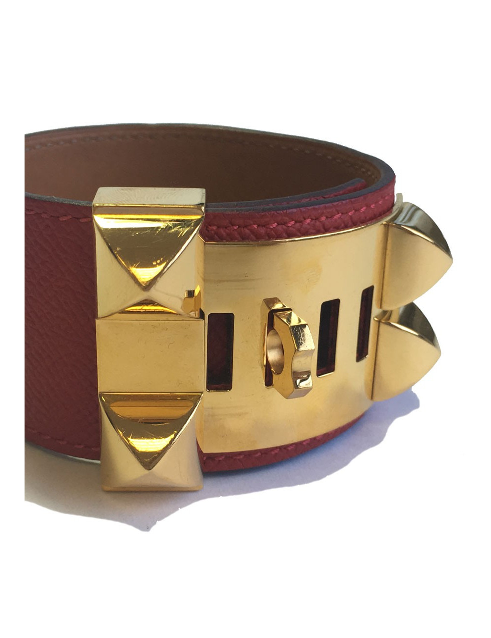 xxx Manchette CDC Médor HERMES en cuir epsom rouge