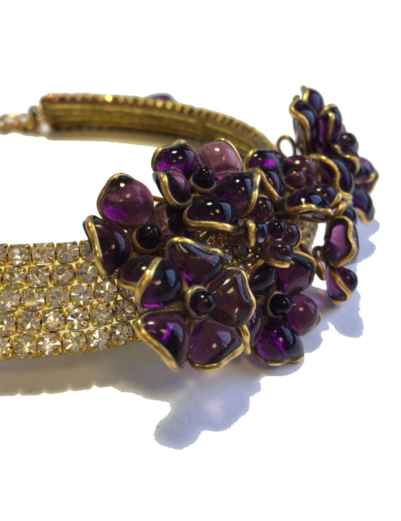 Collier ras de cou MARGUERITE de VALOIS fleurettes améthystes