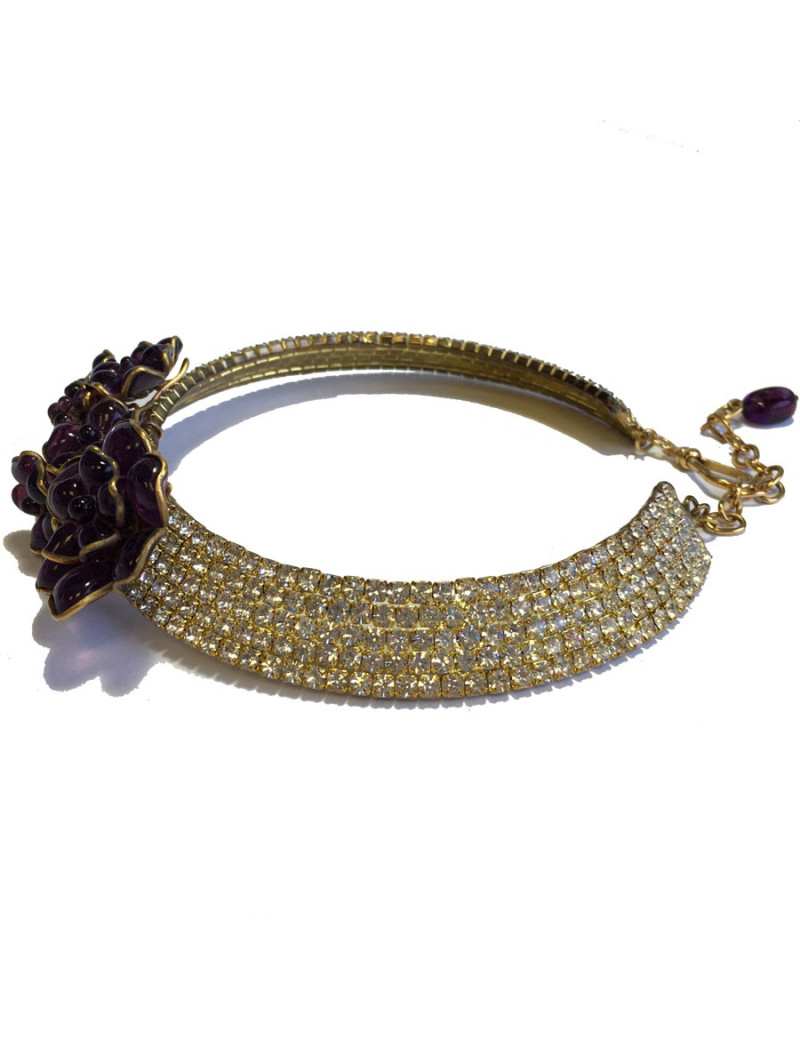 Collier ras de cou MARGUERITE de VALOIS fleurettes améthystes