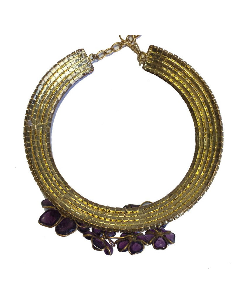 Collier ras de cou MARGUERITE de VALOIS fleurettes améthystes