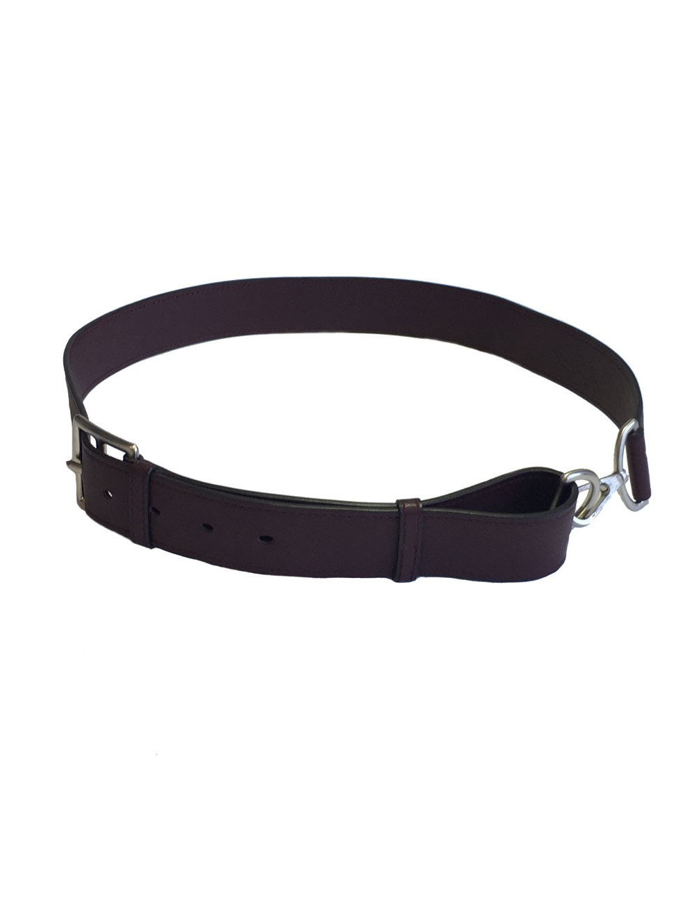 Ceinture HERMES T 90 en cuir swift bordeaux foncé fermoir mousqueton en  argent palladié
