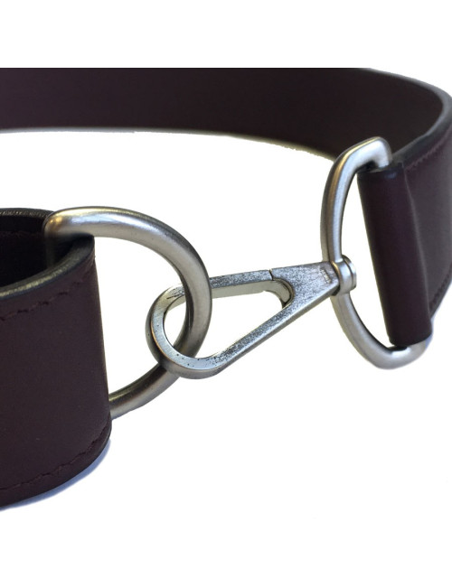 Ceinture HERMES T 90 en cuir swift bordeaux foncé fermoir mousqueton en  argent palladié