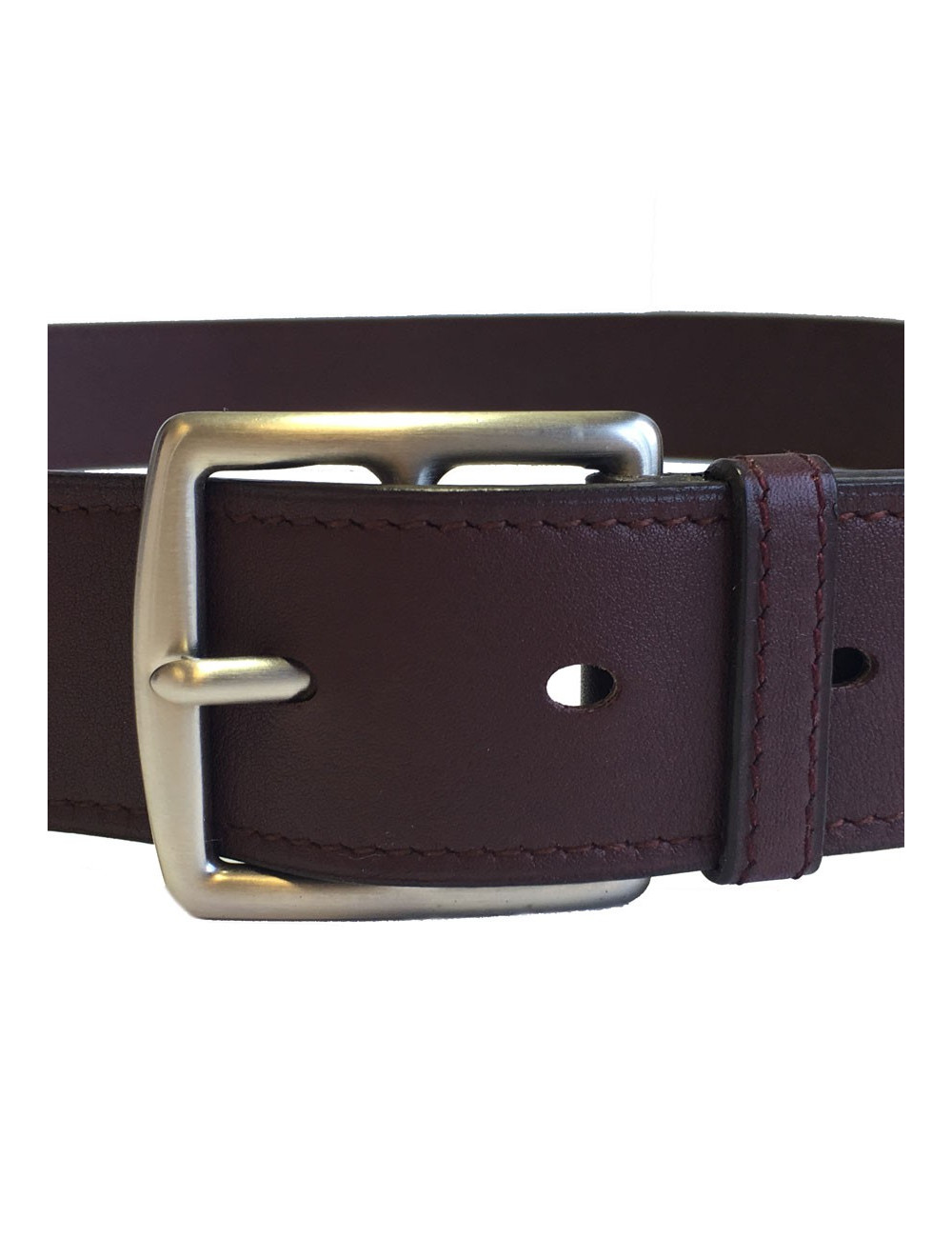 Ceinture HERMES T 90 en cuir swift bordeaux foncé fermoir mousqueton en  argent palladié