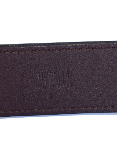 Ceinture HERMES T 90 en cuir swift bordeaux foncé fermoir mousqueton en  argent palladié
