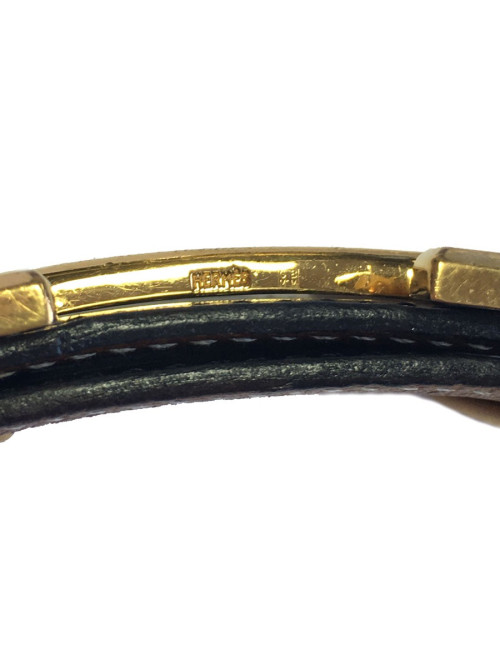 HERMES vintage H belt size 70 in black box leather and brown courchevel leather  