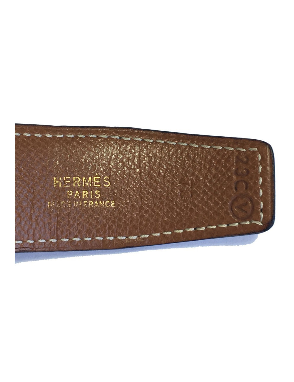 Ceinture H HERMES T70 cuir box et cuir courchevel bicolore