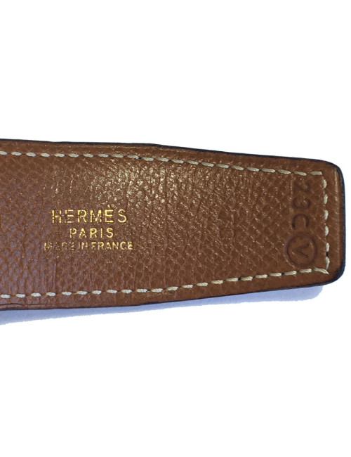 HERMES vintage H belt size 70 in black box leather and brown courchevel leather  