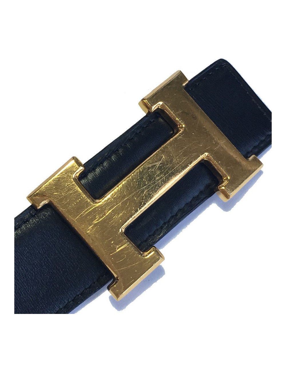 Ceinture H HERMES T70 cuir box et cuir courchevel bicolore