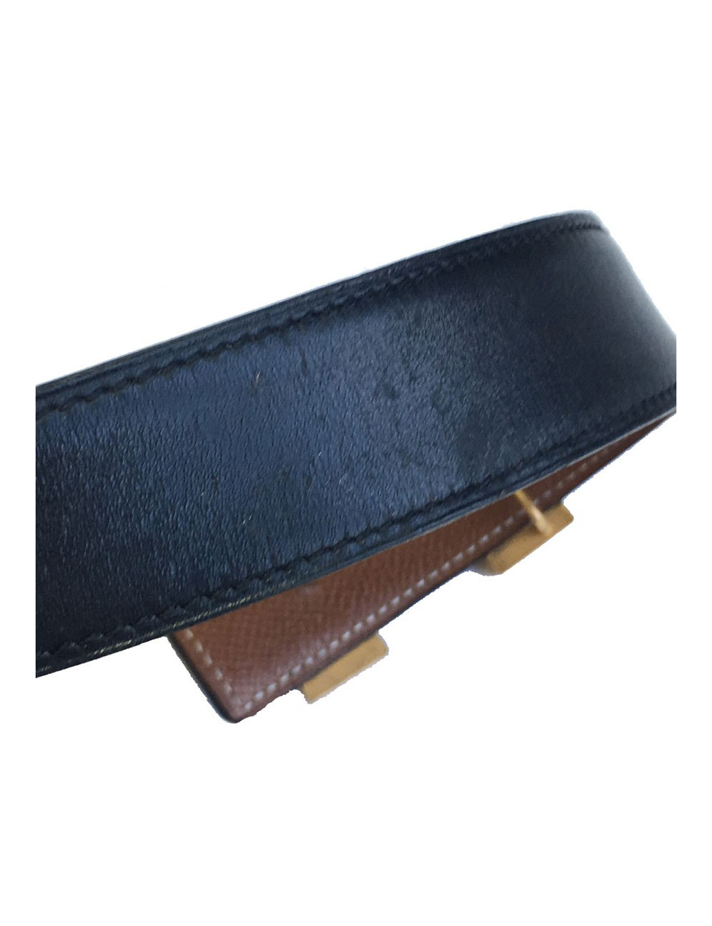 HERMES vintage H belt size 70 in black box leather and brown courchevel leather  