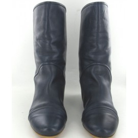 T39.5 WALTER STEIGER Navy blue leather boots