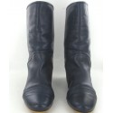T39.5 WALTER STEIGER Navy blue leather boots
