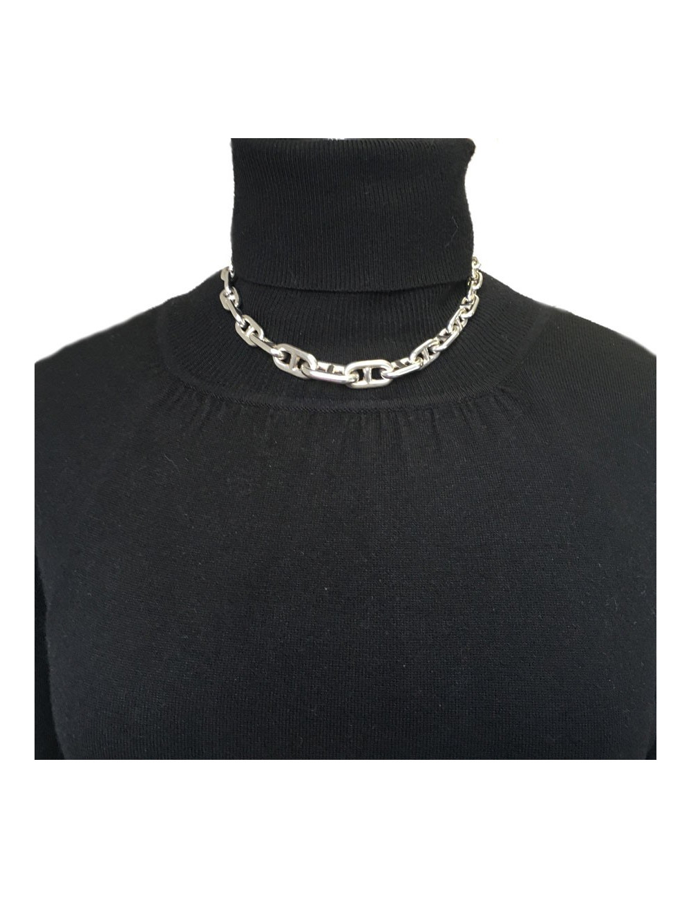 Collier HERMES chaîne d'ancre en argent massif 800