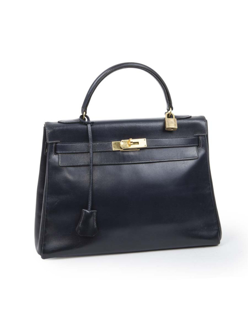 reparation Sac Kelly 32 HERMES cuir box retourné bleu nuit