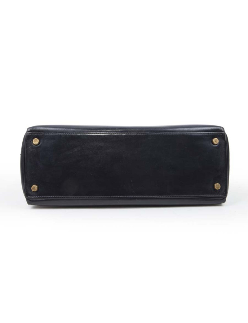 Sac Kelly 32 HERMES cuir box retourné bleu nuit