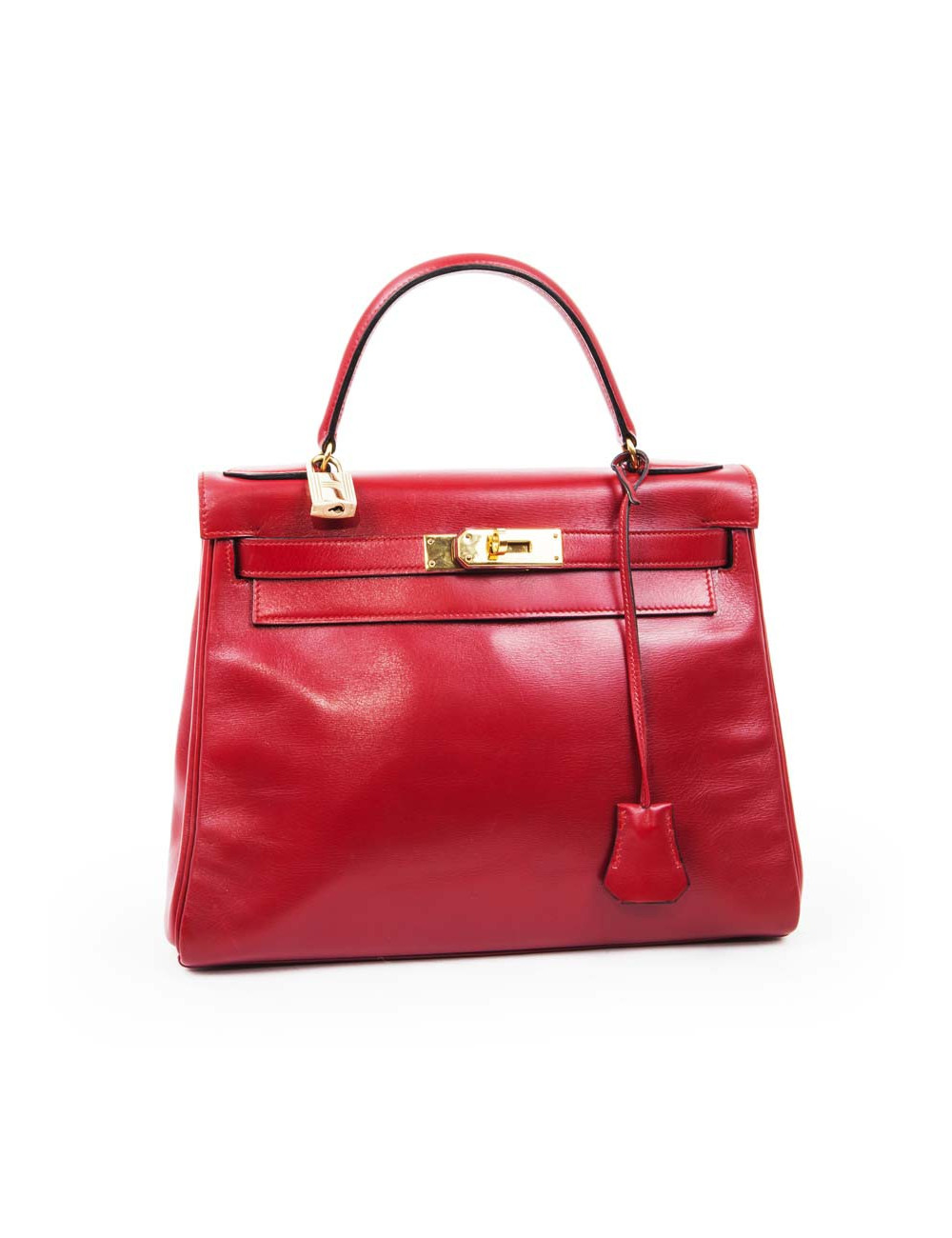 HERMES Kelly 28 handbag in red box leather