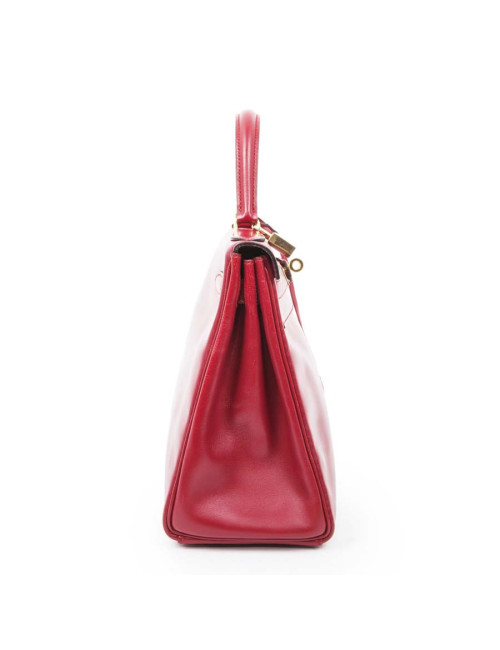 Sac Kelly 28 HERMES cuir retourné rouge