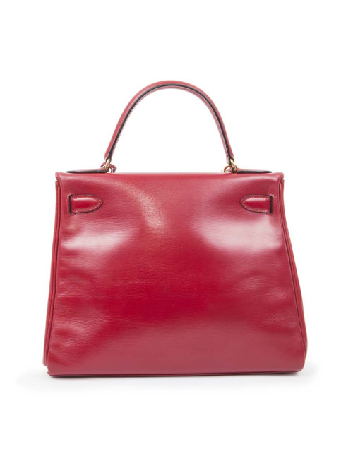 HERMES Kelly 28 handbag in red box leather