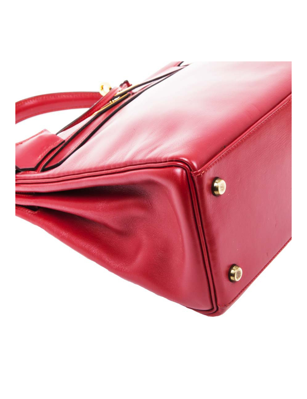 Sac Kelly 28 HERMES cuir retourné rouge