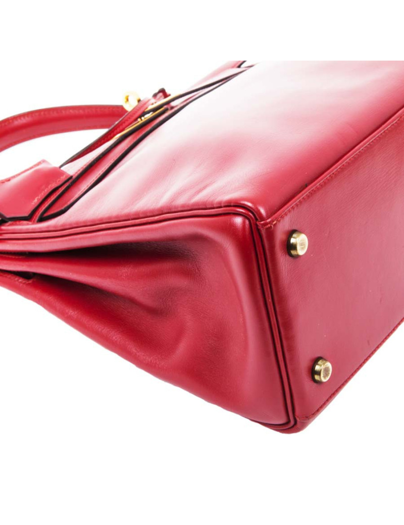 Sac Kelly 28 HERMES cuir retourné rouge