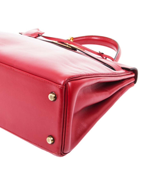HERMES Kelly 28 handbag in red box leather