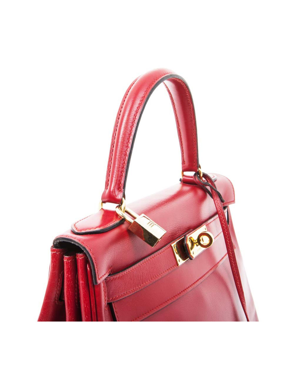 HERMES Kelly 28 handbag in red box leather