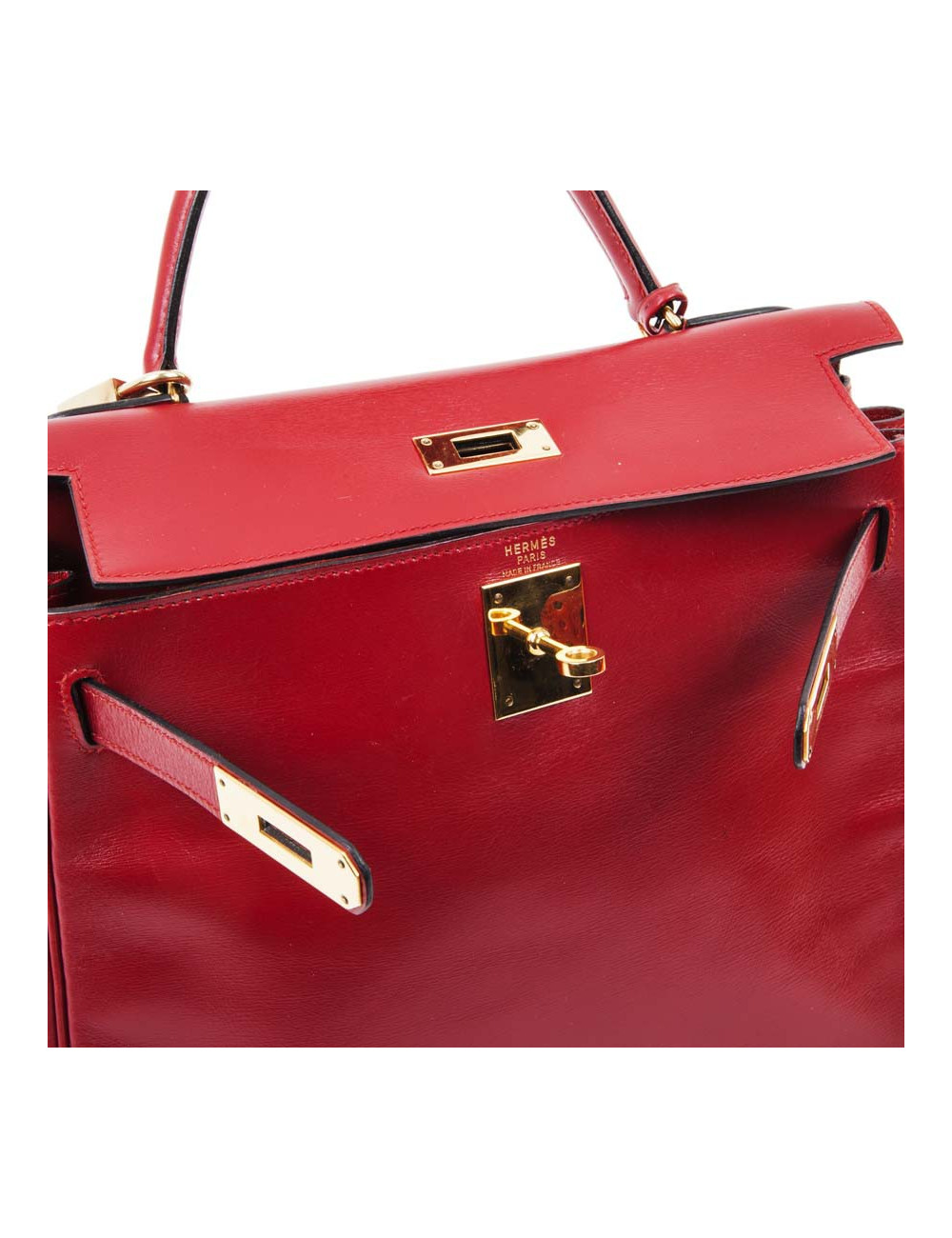 HERMES Kelly 28 handbag in red box leather