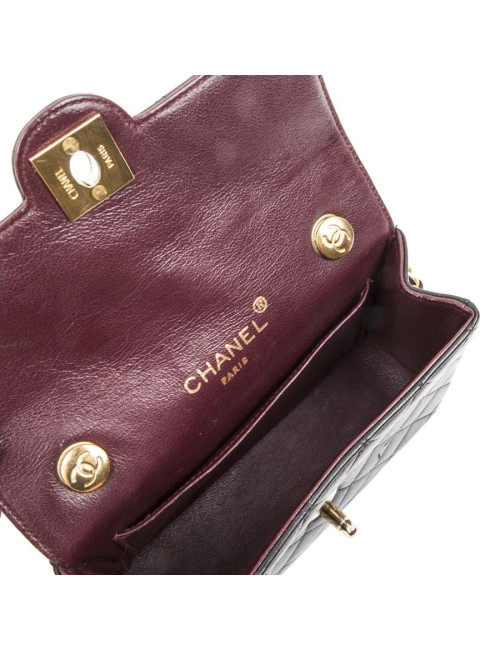 Mini black quilted smooth lambskin CHANEL bag