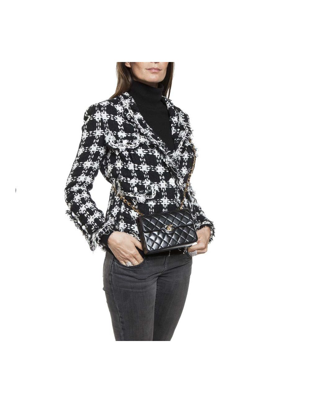 Mini black quilted smooth lambskin CHANEL bag