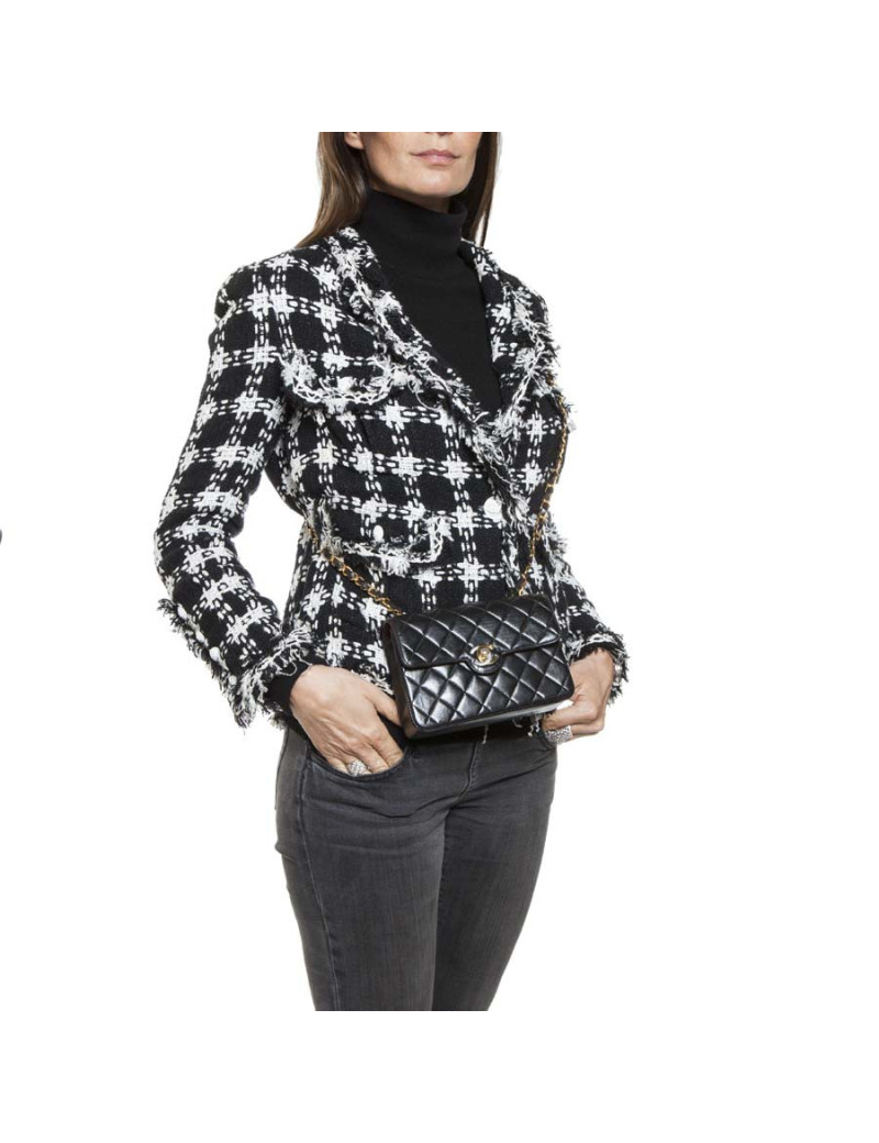 Mini sac CHANEL cuir d'agneau lisse matelassé noir