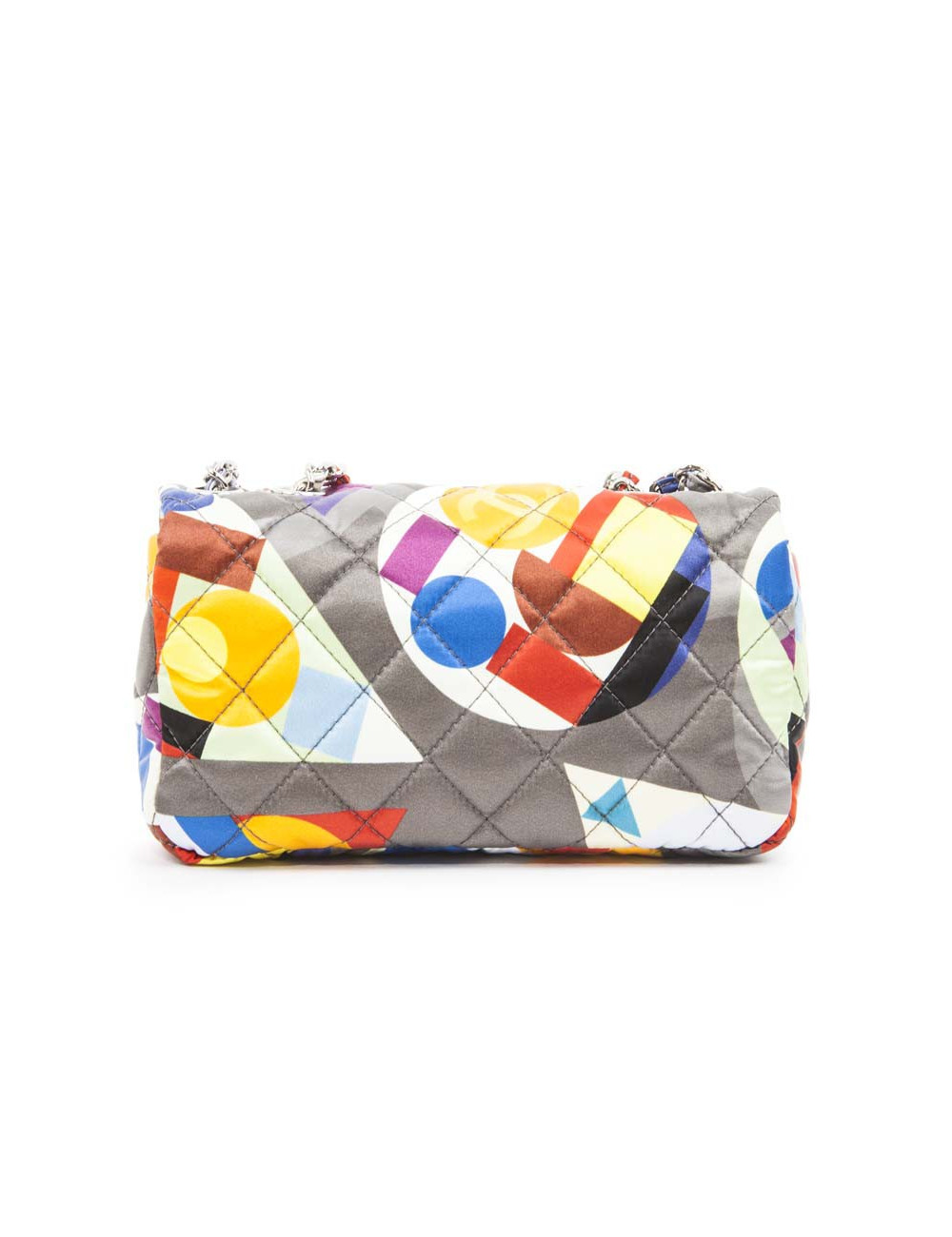 Sac CHANEL en soie motifs géométriques multicolores