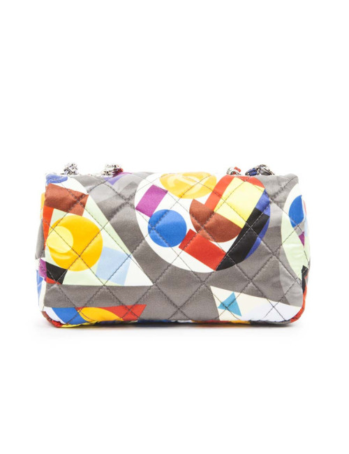 Sac CHANEL en soie motifs géométriques multicolores