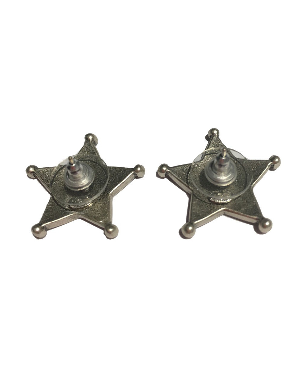 Boucles d'oreille clous d'oreilles CHANEL "Paris-Dallas" en métal argenté