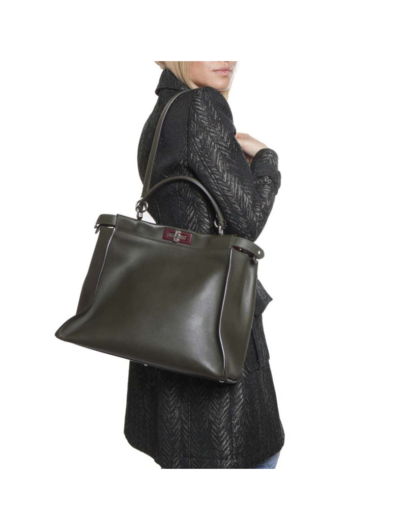 Sac Peekaboo FENDI en cuir vert