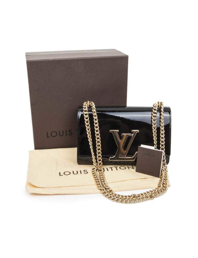 Louise LOUIS VUITTON MM varnished leather black bag
