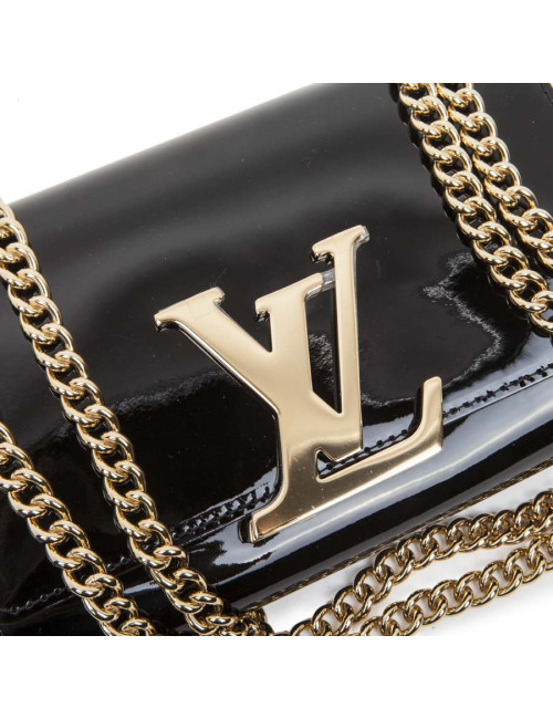 Louise LOUIS VUITTON MM varnished leather black bag