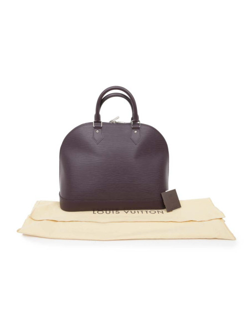 LOUIS VUITTON Alma handbag in plum epi grained cowhide leather