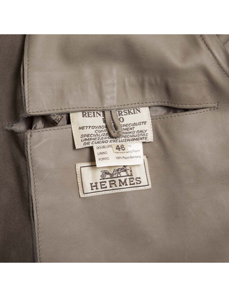 HERMES Trench Coat in Taupe Color Reindeer Size 46