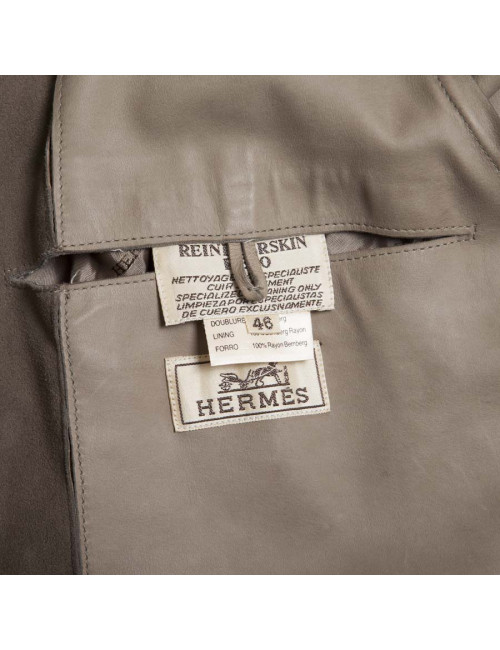 HERMES Trench Coat in Taupe Color Reindeer Size 46