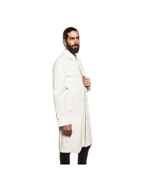 Trench coat GIANNI VERSACE t 48 en cuir d'agneau blanc cassé