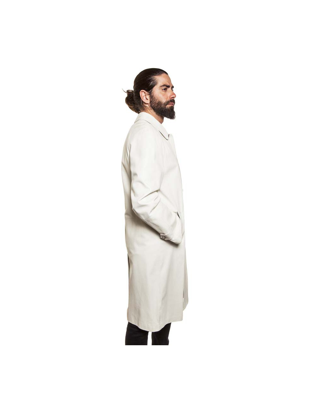 Trench coat GIANNI VERSACE t 48 in white lambskin broken