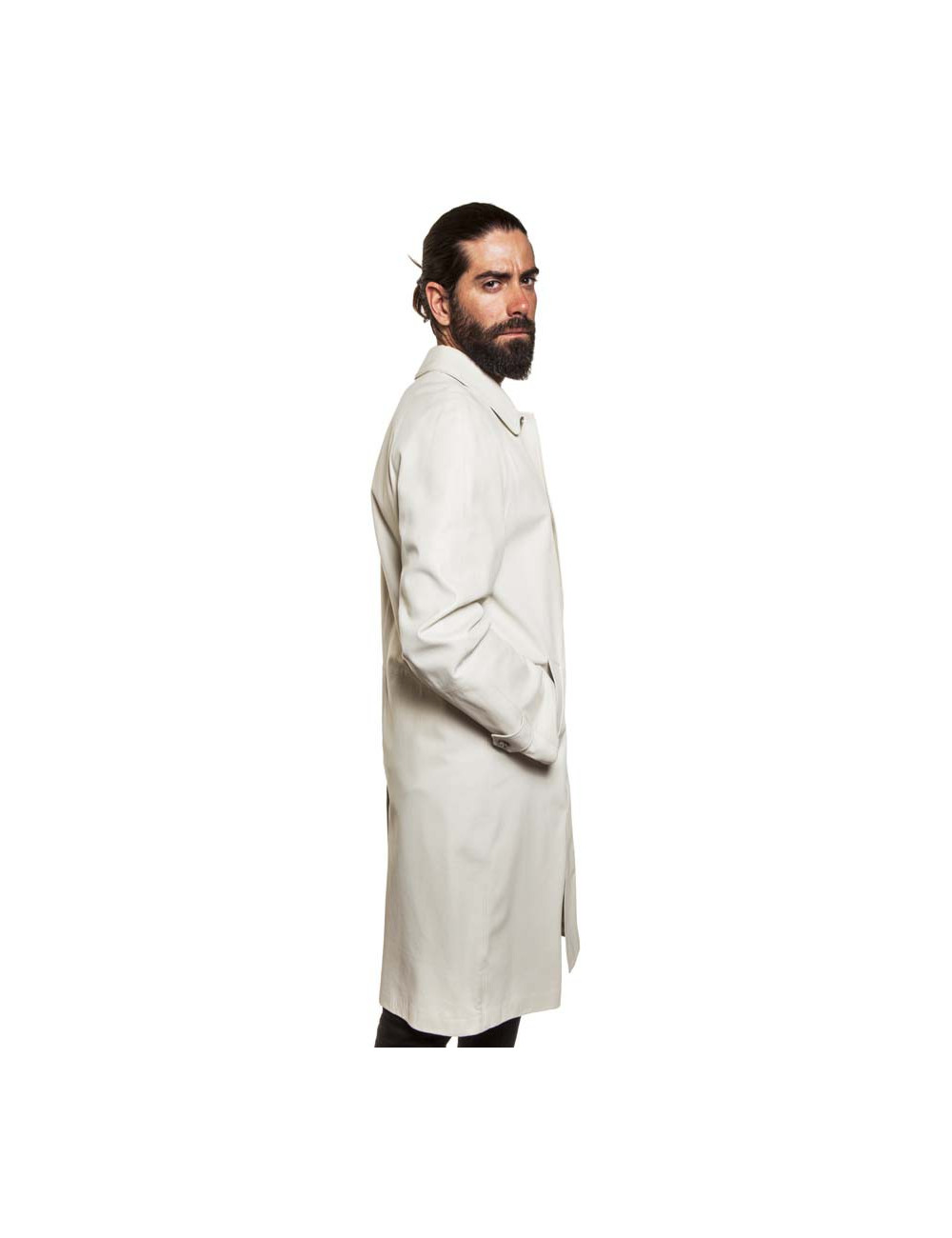 Trench coat GIANNI VERSACE t 48 en cuir d'agneau blanc cassé