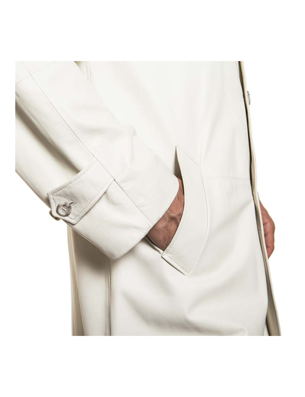 Trench coat GIANNI VERSACE t 48 in white lambskin broken